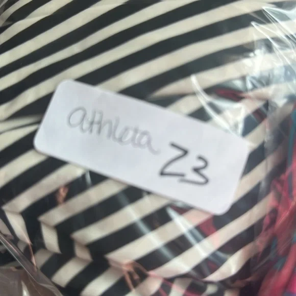 ATHLETA Slash stripe blousy woman activewear workout support tankini 40 D/DD - Picture 14 of 14